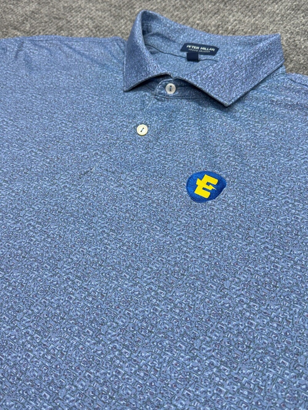 Peter Millar Crown Crafted Polo Shirt Mens XXL Blue Geometric Performance Golf